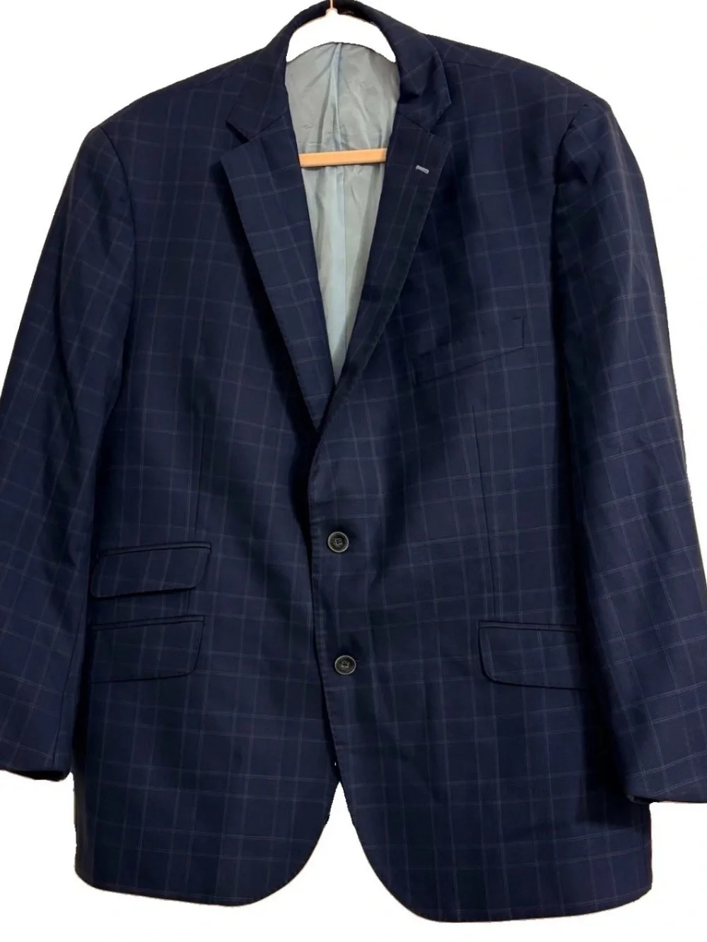 J HILBURN Custom Luxury Blue Plaid Wool Blazer Sport Coat with Matching Vest